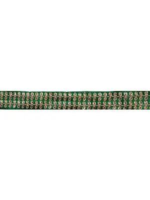 Zardozi Border with Leaves Embroidered with Golden Thread