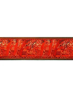 Digital-Printed Fabric Border with Madhubani Ladies