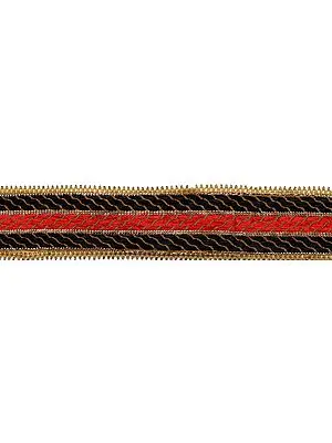 Black and Red Fabric Border with Gota and Sequins