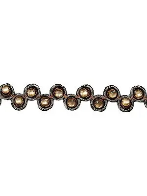 Black Designer Fabric Border with Large Faceted Bead