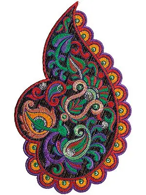 Cutwork Paisley Patch with Sequins and Aari Embroidery