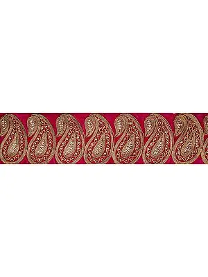 Fabric Border with Paisleys Embroidered in Copper Colored Thread