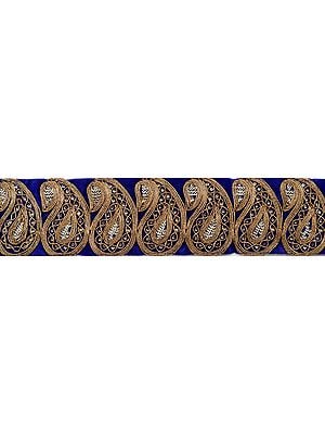 Fabric Border with Paisleys Embroidered in Copper Colored Thread