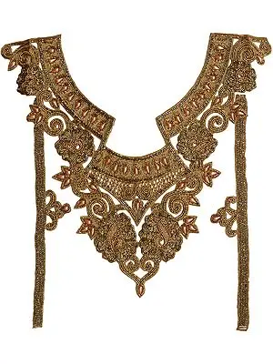 Designer Zardozi Neck Patch with Beadwork and Faux Pearl