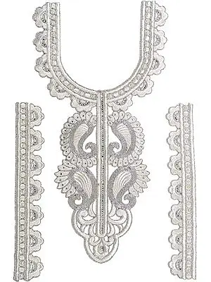 Embroidered Kurti Neck Patch with Faux Pearl and Crystals