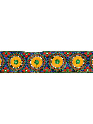 Wide Fabic Border with Embroidered Chakras and Mirrors