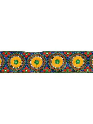 Wide Fabic Border with Embroidered Chakras and Mirrors