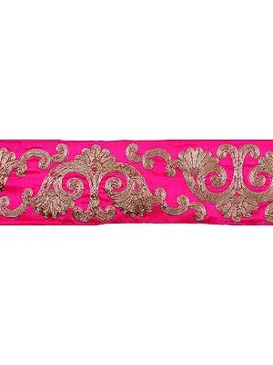Wide Fabric Border with Metallic Threadwork