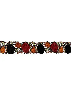 Floral Aari-Embroidered Fabric Border with Cutwork