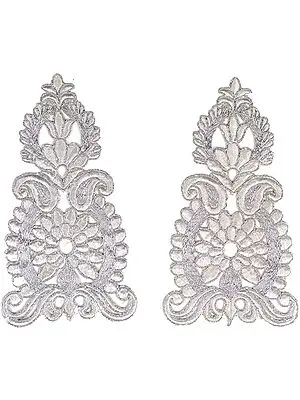 Pair of Silver Floral Embroidered Patches