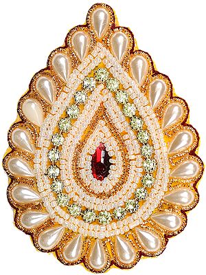 Ivory Designer Zardozi Patch with Faux Pearls