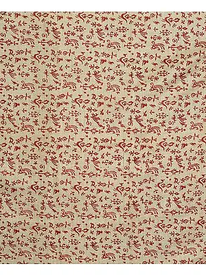 Beige-Colored Fabric with Block-Printed Warli Motifs