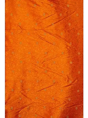 Golden-Ochre Self Weave Fabric from Banaras with Woven Chinese Good Luck Symbol