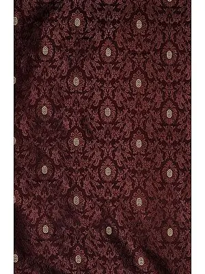 Chocolate-Truffle Fabric from Banaras with Self Weave and Chinese Good Luck Symbols