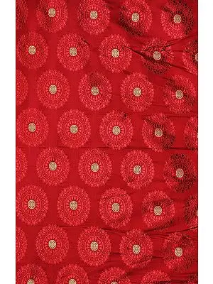 Rosewood-Colored Banarasi Fabric with Woven Chinese Shou Symbols