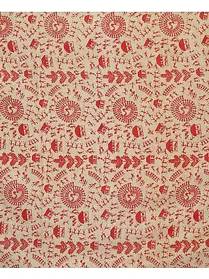 Warli Printed Fabric from Jharkhand with Village life