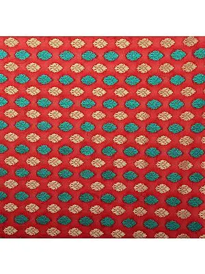 Mars-Red Fabric from Banaras with Woven Bootis All-Over