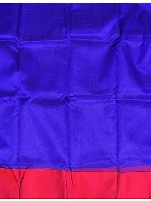 Deep-Blue and Red Plain Organza Kurti Fabric from Banaras with Solid Border