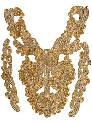 Golden Cut-Work Neck Patch with Beadwork