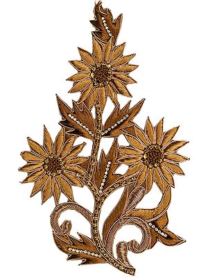 Sun-Flower Patch with Aari Embroidery and Stone Work