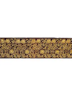 Imperial-Purple Wide Fabric Border with Golden Aari Embroidery