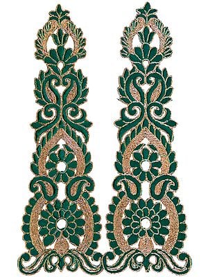 Pair of Floral Embroidered Patches with Cut-work