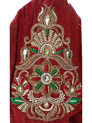Rosewood Zardozi Floral Patch for Kurti with Stone-work