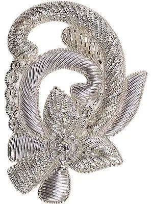 Silver Floral Zardozi Patch