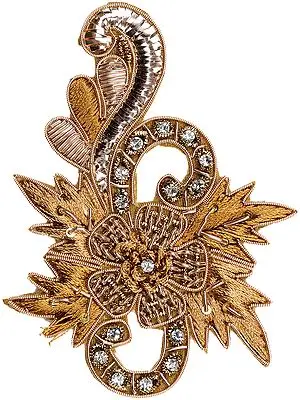 Taos-Taupe Zardozi Floral Patch with Stone-work