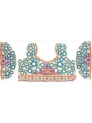 Fanfare-Green and Golden Bollywood Choli and Sleeves Patch with Zari Embroidery and Cutwork All-Over