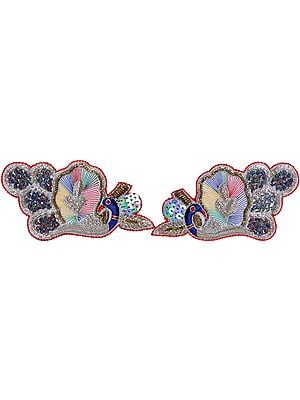 Pair of Rainbow Zardozi Peacock Patches with Sequins