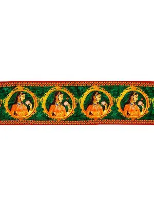 Viridis-Green Fabric Border with Digital-Printed Ladies