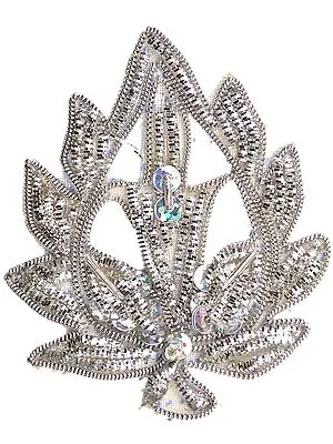 Silver Zardozi Leaf Patch with Sequins (Price for Six)