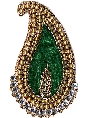 Green Paisley Velvet Patch with Bead-work