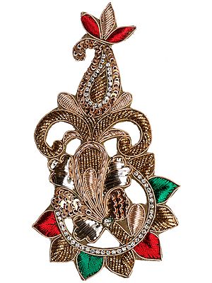 Golden Zardozi Patch with Thread-Work