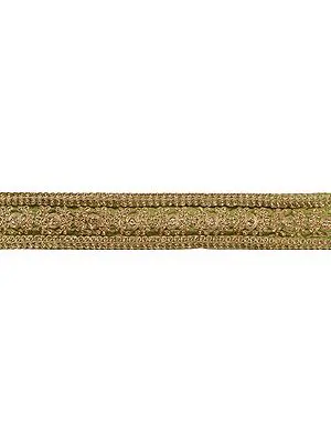 Piquant-Green Embroidered Fabric Border with Sequins