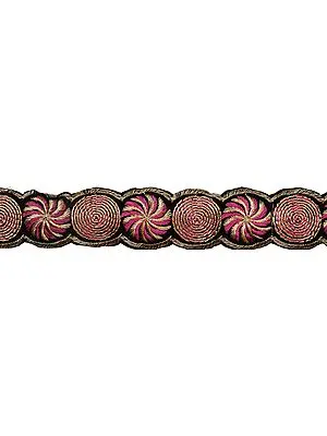 Jet-Black Zari Embroidered Narrow Fabric Border