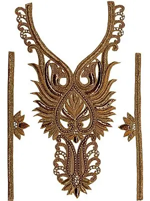 Metallic Zardozi Neck and Sleeves Patch for Kurti