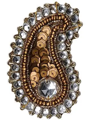 Brown Small Paisley Patch with Sequins