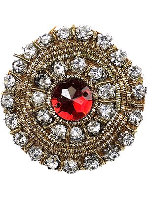 Zardozi Circular Small Patch with Stone (Price per Pair)