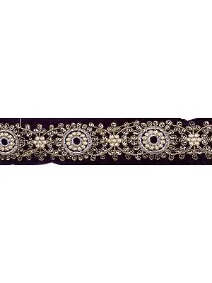 Parachute-Purple Embroidered Fabric Border with Sequins