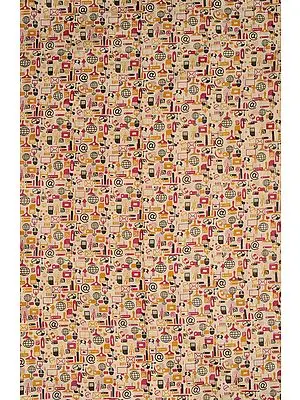 Alabaster-Gleam Fabric from Jharkhand with Modern Print