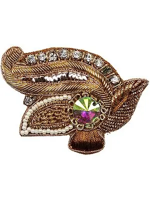 Golden Zardozi Patch with Bead-work