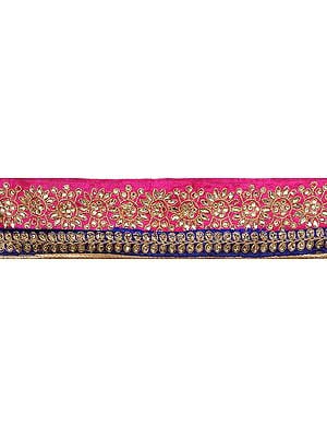 Zari-Embroidered Fabric Border with Crystals and Sequins