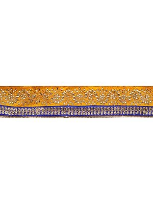 Zari-Embroidered Fabric Border with Crystals and Sequins