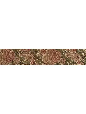 Cream Fabric Border with Embroidered Roses