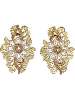 Pair of Zari-Embroidered Floral Patches with Cut-work
