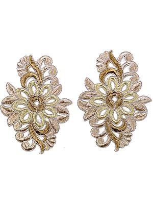 Pair of Zari-Embroidered Floral Patches with Cut-work