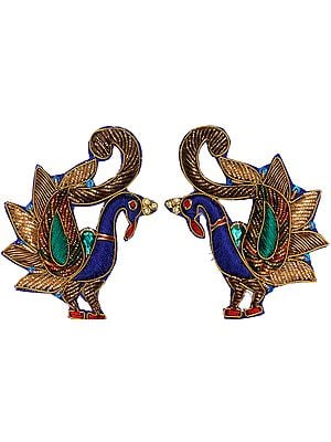 Pair of Zardozi Peacock Patches