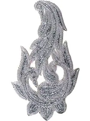 Silver Peacocks Patch with Thread-work
